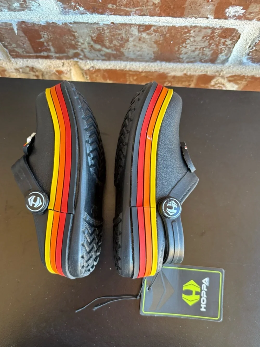 Hoppa Sweden Black Castle Rainbow Clogs Size UK 7 / US 8 NWT